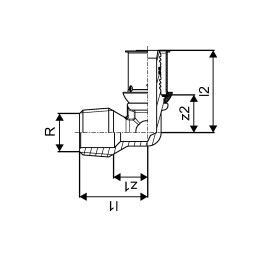 Uponor S-Press PLUS угольник с наружной резьбой 25-R1"