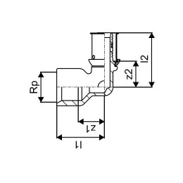 Uponor S-Press PLUS угольник с внутренней резьбой 16-Rp1/2"