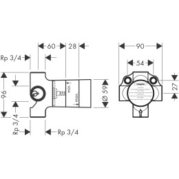Встраиваемая часть переключающего вентиля hansgrohe Quattro 15930180