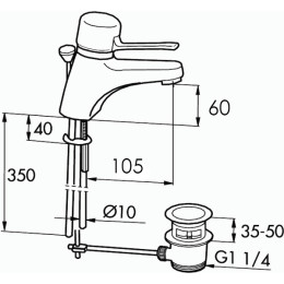 Смеситель для биде однорычажный, Mora Temp, с донным клапаном, хром, 701740, (217689)