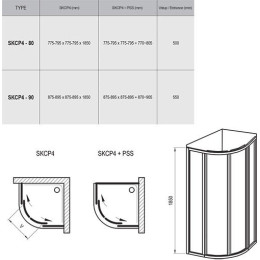 Душевой уголок Ravak Supernova SKCP4-80 сатин+транспарент 31140U00Z1