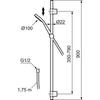 Душевая стойка с ручным душем Mora MMIX S6, шланг 1750мм, хром, 130311, (217704)