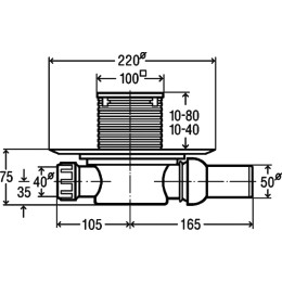 Трап для ванной комнаты Viega Advantix системный размер 100, DN50, с "сухим" затвором, доп. подключение DN40