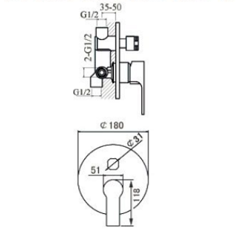 Смеситель Aquanet Classic ARF5042-K для ванны с душем, хром