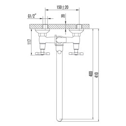 Смеситель для ванны MELODIA Galateo Rus длинный излив люкс крест керамика MDV40241R