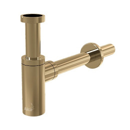 cифон д/умывальника 1.1/4"х32 DESIGN цельнометал., круглый, золото-глянец A400-G-P Alcadrain