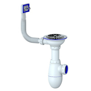 сифон д/мойки 3.1/2"х40 с выпуском и прямоугольным переливом без отвода Unicorn В410