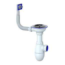 сифон д/мойки 3.1/2"х40 с выпуском и прямоугольным переливом без отвода Unicorn В410P