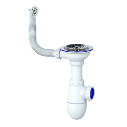 сифон д/мойки 3.1/2"х40 с выпуском и круглым переливом без отвода Unicorn B411P