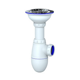 сифон д/мойки 3.1/2"х40 с выпуском с нерж.чашкой, без перелива, без отвода Unicorn B412P