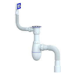 сифон д/мойки 1.1/2"х40 с прикруч.выпуск, прямоуг. переливом, гибким отводом 40х40/50 Unicorn В422