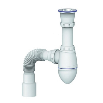 сифон д/умывальника 1.1/2"х40 с прикруч.выпуском и гибким отводом 40х40/50 Unicorn А220