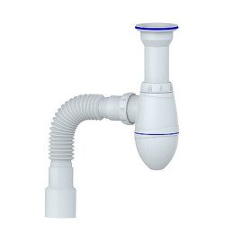 сифон д/умывальника 1.1/2"х40 с литым выпуском и гибким отводом 40х40/50 Unicorn А120Р