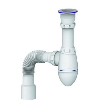 сифон д/умывальника 1.1/2"х40 с прикруч.выпуском и гибким отводом 40х40/50 Unicorn A220P