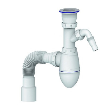 сифон д/умывальника 1.1/2"х40 с прикруч.выпуском, отв.д/быт.тех.,гиб. отвод 40х40/50 Unicorn A320VP