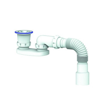 сифон для душевого поддона 1.1/2"х40мм с прикруч. выпуском, нерж. чашка, гиб. отвод 40х40/50 Unicorn