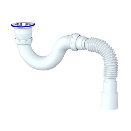 сифон для душевого поддона 1.1/2"х40мм прямоточный с выпуском, нерж. чашка, гиб.отвод 40х40/50 Unico