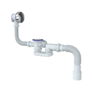 сифон д/ванны и глубокого поддона автомат с переливом и гибким отводом 40х40/50 Unicorn S102