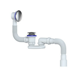 сифон д/ванны и глубок.поддона системы easyopen перелив хром. с н/ж чашой гибк.отвод Unicorn S122E