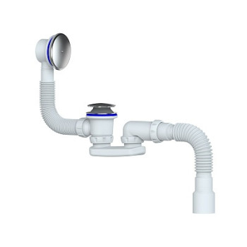 сифон д/ванны и глубок.поддона системы easyopen перелив хром. с н/ж чашой гибк.отвод Unicorn S122E