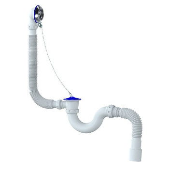 сифон д/ванны и глубокого поддона прямоточ с переливом, винтами 6х40 н/ж чашка гибкий отвод Unicorn