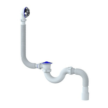 сифон д/ванны и глубокого поддона прямоточ с переливом винт 6х40 пласт.чашка гиб.отвод Unicorn S32P