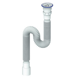 сифон д/мойки гофрированный 1.1/2"х40 с нерж.чашкой, прикруч.выпуском 1200мм Unicorn D230