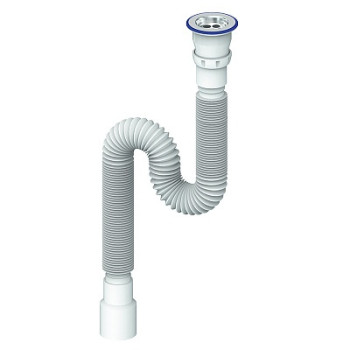 сифон д/мойки гофрированный 1.1/2"х40 с нерж.чашкой, прикруч.выпуском 1200мм Unicorn D230