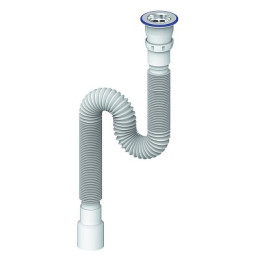 сифон д/мойки гофрированный 1.1/2"х40 с нерж.чашкой, прикруч.выпуском 1500мм Unicorn D240