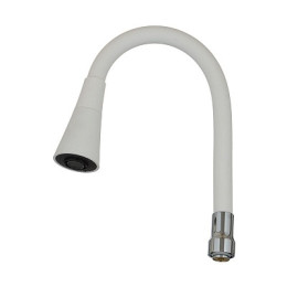 излив гибкий LUXE с лейкой "колокольчик" белый 49см MELODIA MKP20918