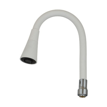 излив гибкий LUXE с лейкой "колокольчик" белый 49см MELODIA MKP20918