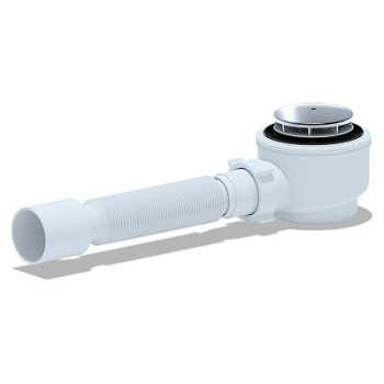 сифон для душевого поддона АНИ 1.1/2" слив 50мм h-74мм с гибкой трубой 40/50 хром E415C