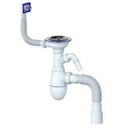сифон д/мойки 3.1/2"х40 с выпуском, с прямоуг. переливом, с отв.д/быт.техники Unicorn В435V