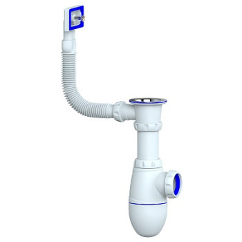 сифон д/мойки 1.1/2"х40 с прикруч. выпуском, с прямоуг. переливом Unicorn В420