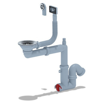 сифон д/мойки АНИ 3.1/2"х40 смещенный, отв. д/стир.машины,с гибк.круглым и прямоуг.перелив. F5345S