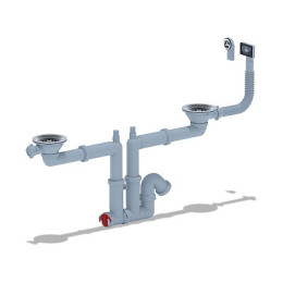 сифон д/мойки АНИ 3.1/2"х40 двойной отв. д/стир.машины, с гибк.круглым и прямоуг.перелив. F3545S