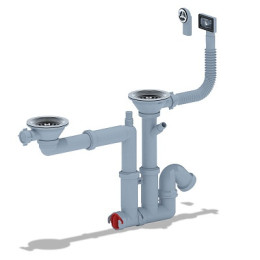 сифон д/мойки АНИ 3.1/2"х40 двойной,смещ.с отв.д/стир.машины,с гибк.круглым и прямоуг.перелив.F7500S