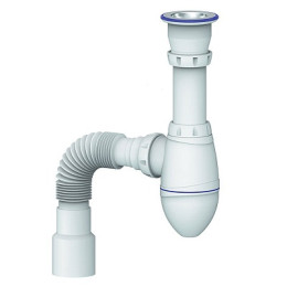 сифон д/умывальника 1.1/4"х32 с прикруч.выпуском и гибким отводом 32х32/40 Unicorn М220