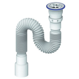 сифон д/мойки гофрированный 1.1/4"х32 с нерж.чашкой, прикруч.выпуском 800мм Unicorn МD220