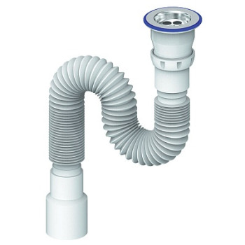 сифон д/мойки гофрированный 1.1/4"х32 с нерж.чашкой, прикруч.выпуском 800мм Unicorn МD220