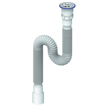 сифон д/мойки гофрированный 1.1/4"х32 с нерж.чашкой, прикруч.выпуском 1500мм Unicorn МD240