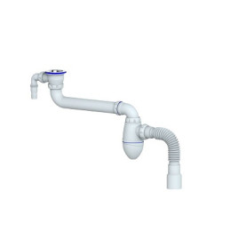 сифон д/умывальника 1 1/2"x40 со смещ. прикруч.выпуск.,отв.д/быт.тех.,гиб.отв 40x40/50 Unicorn АС10V