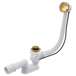 сифон д/ванны полуавтомат комплект металл/металл A55GOLD-80-VE-01 Alcadrain