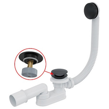 сифон д/ванны автомат Click Clack, черный-мат A507BLACK-80 Alcadrain