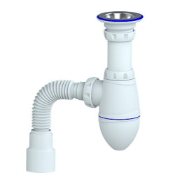 сифон д/умывальника 1.1/4"х32 с прикруч.выпуском и гибким отводом 32х40/50 Unicorn M222