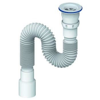 сифон д/мойки гофрированный 1.1/2"х40 с пласт.чашкой, прикруч. выпуском 800мм Unicorn D220P