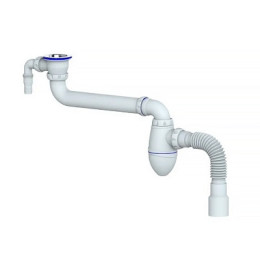 сифон д/мойки 3.1/2"х40 с выпуском с нерж.чашкой, без перелива, без отвода Unicorn В412