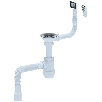 сифон д/мойки АНИ Грот 3.1/2"*40 с гибким переливом, гофра 40х40/50 A0145DIY