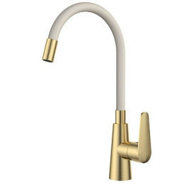 смеситель кухня гибкий излив белый/золото K48GLW ESKO
