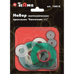 набор сантехнических прокладок для смесителя "Сантехник" (силикон) №2 TeRma 10012 в блистере